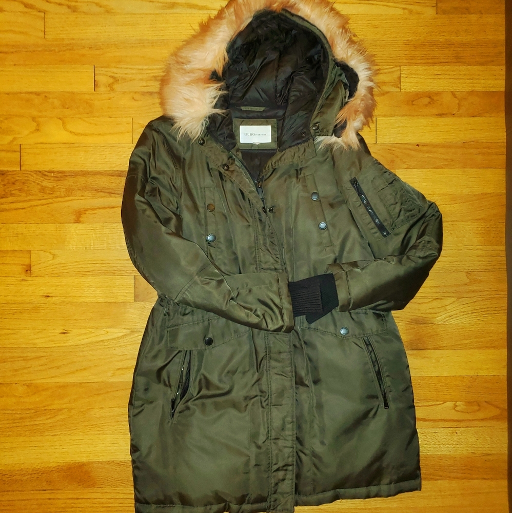 BCBG Faux Fur Hooded Puffer